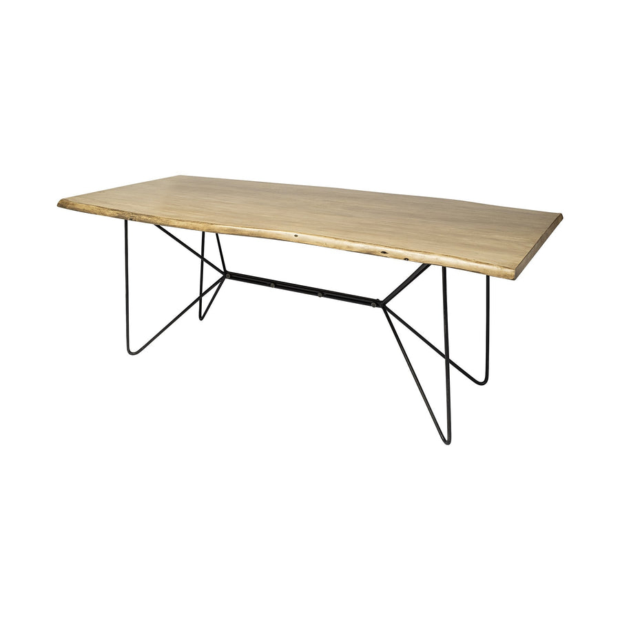 40" Brown And Black Solid Wood And Metal Dining Image 1