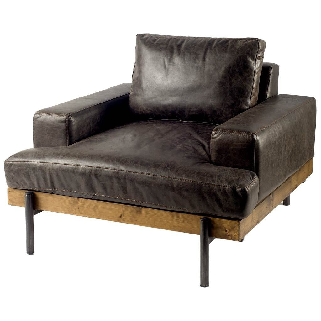 41" Black Faux Leather Distressed Club Chair Image 1