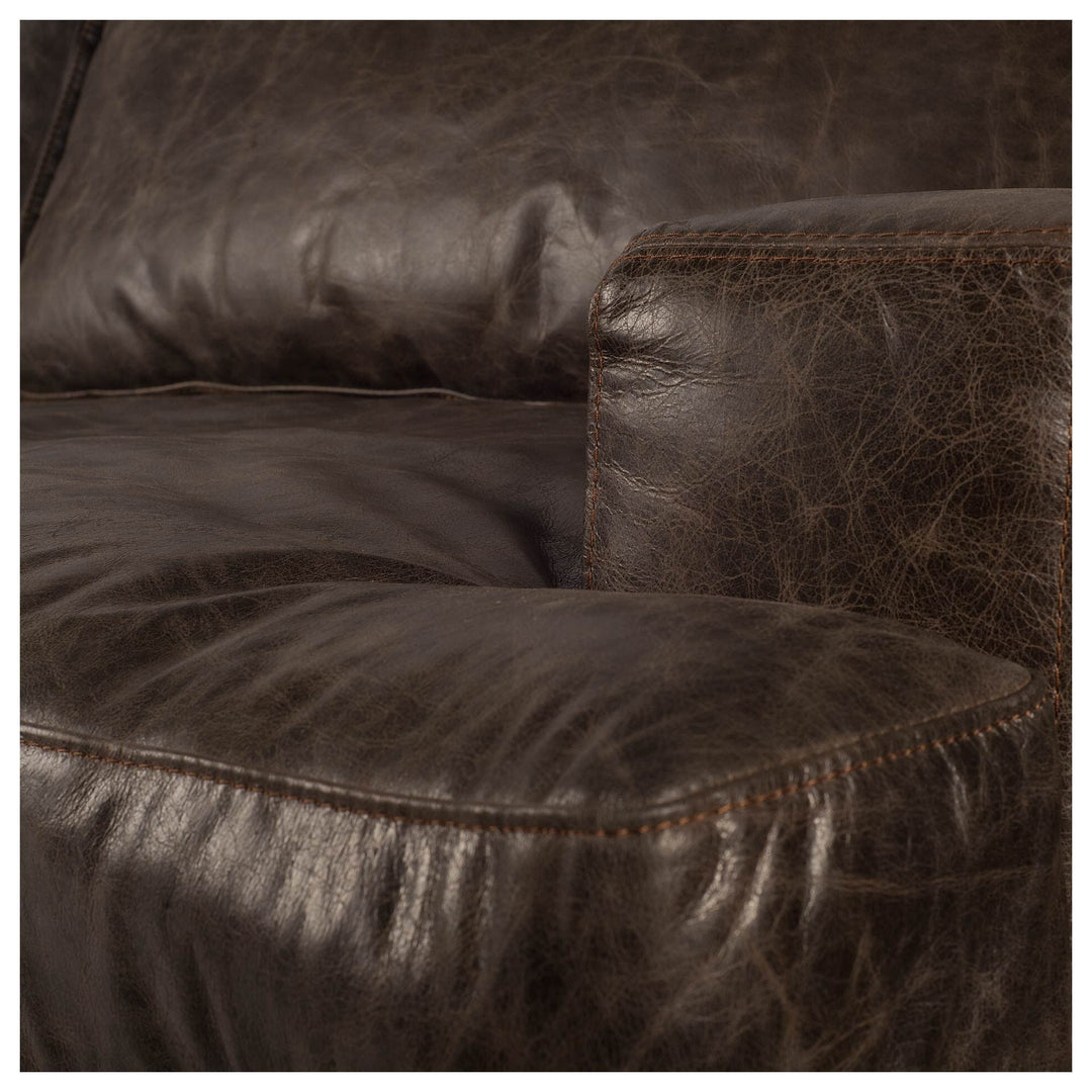 41" Black Faux Leather Distressed Club Chair Image 2