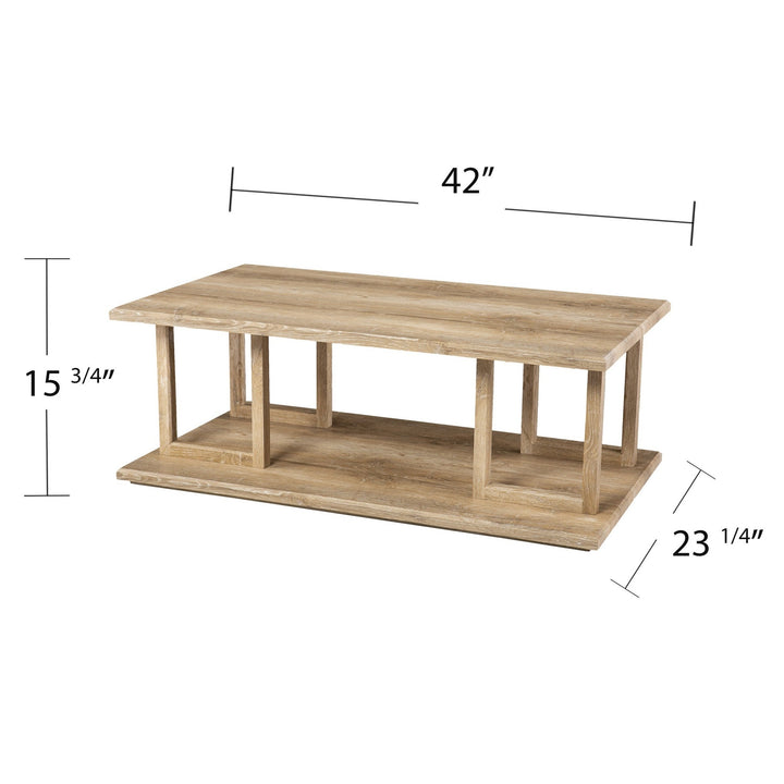 42" Natural Light Brown Wood Two Tier Rectangular Coffee Table Image 6