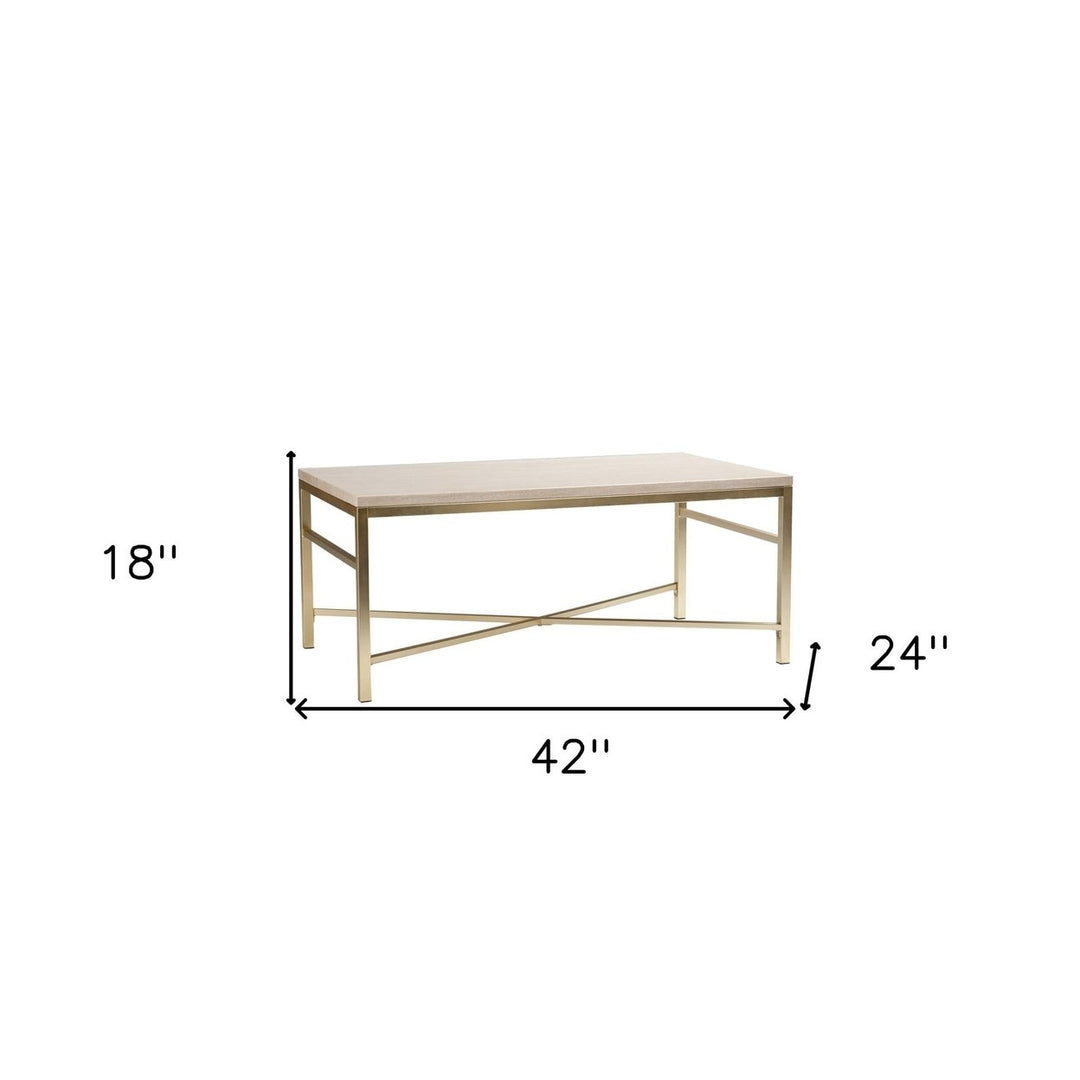 42" Off White Manufactured Wood And Metal Rectangular Coffee Table Image 8