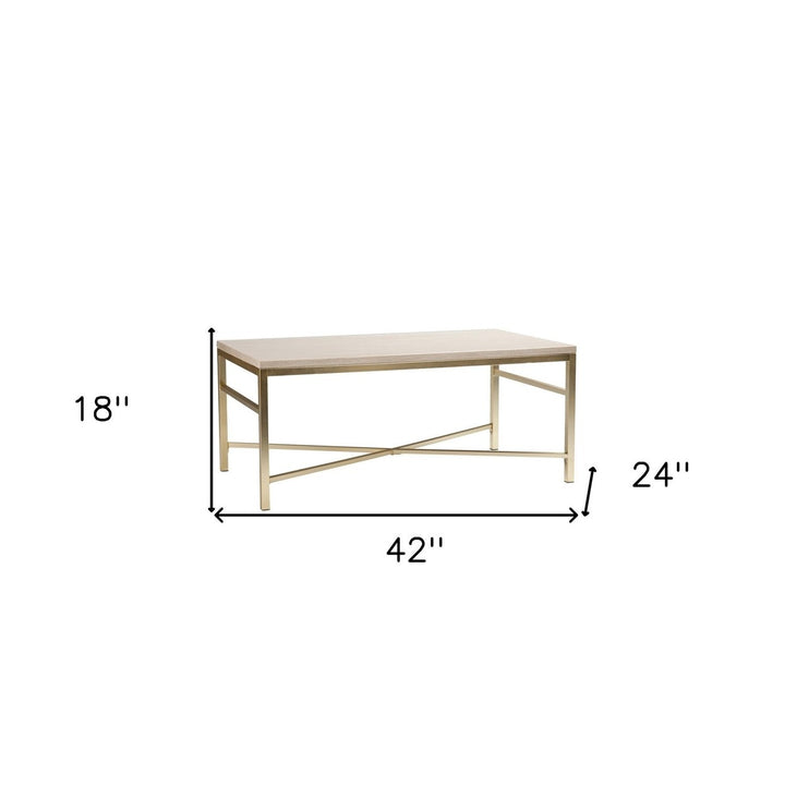 42" Off White Manufactured Wood And Metal Rectangular Coffee Table Image 8