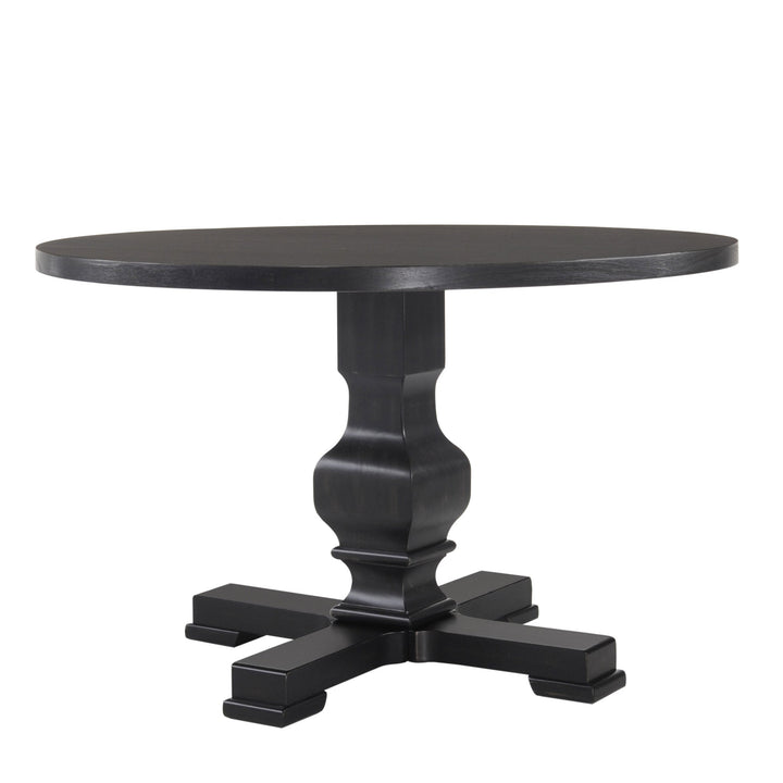 47" Black Rounded Solid Wood Pedestal Base Dining Image 1