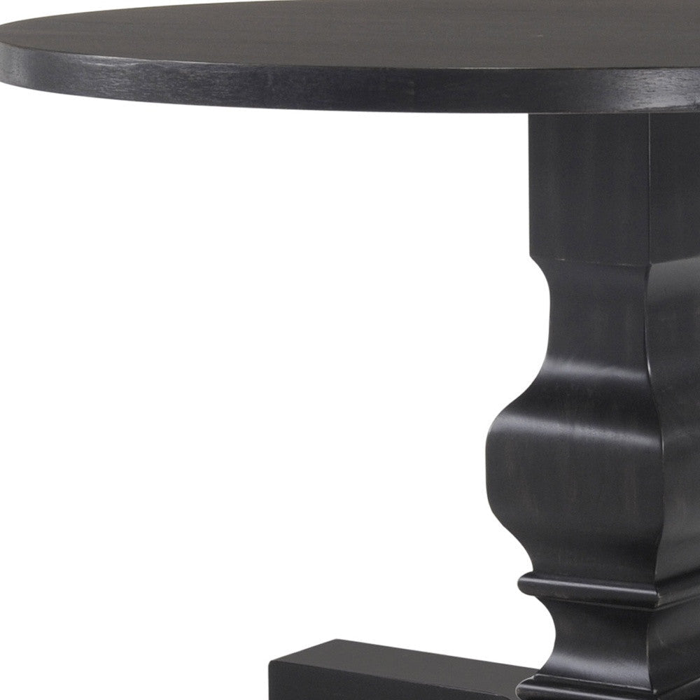 47" Black Rounded Solid Wood Pedestal Base Dining Image 4