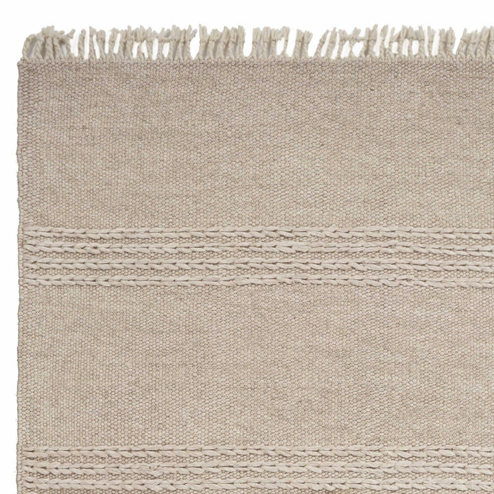 5 X 8 Natural Plain Wool Indoor Area Rug With Fringe Image 4