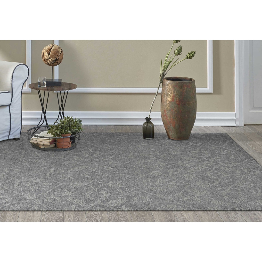 5 X 7 Grey Floral Vines Wool Indoor Area Rug Image 12