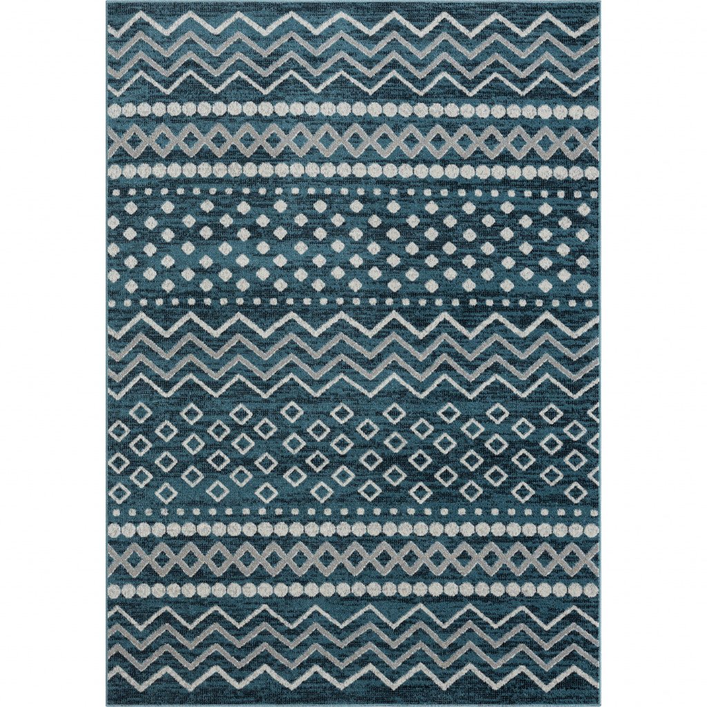 5 X 7 Beige Geometric Washable Area Rug Image 1