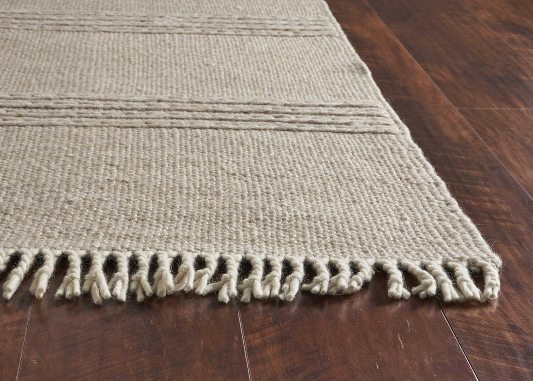 5 X 8 Natural Plain Wool Indoor Area Rug With Fringe Image 7