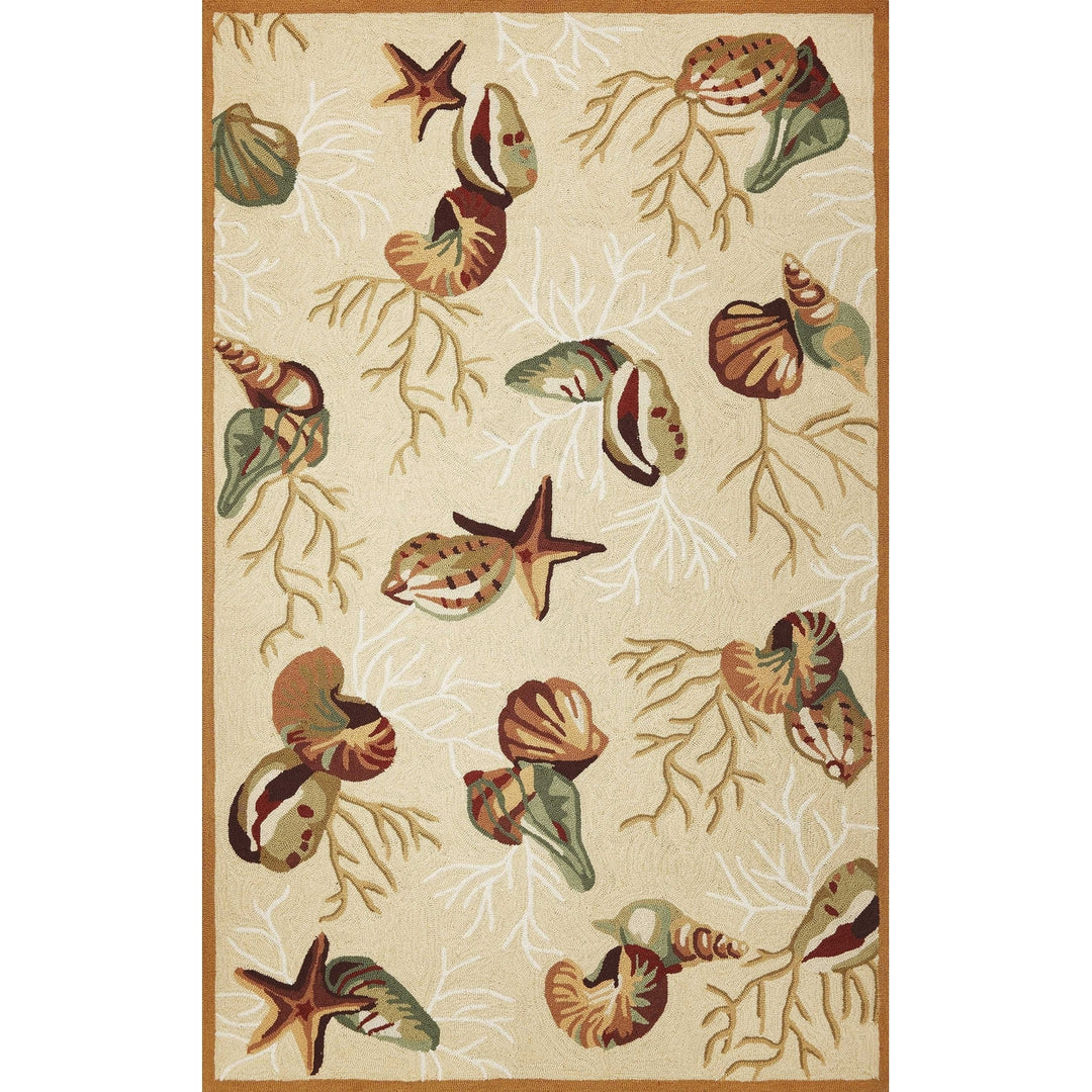 5 X 7 Beige Corals And Shells Indoor Area Rug Image 5