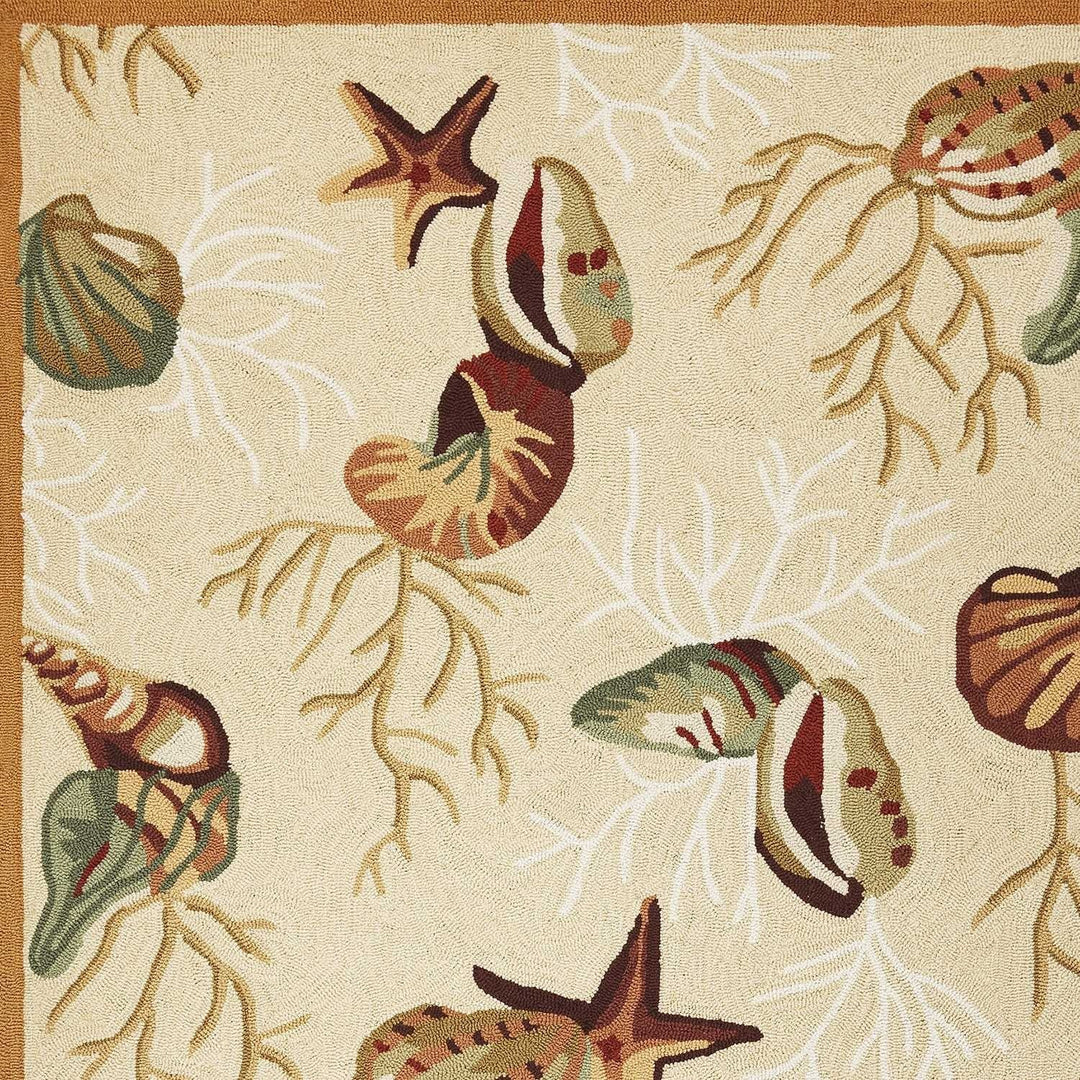 5 X 7 Beige Corals And Shells Indoor Area Rug Image 7