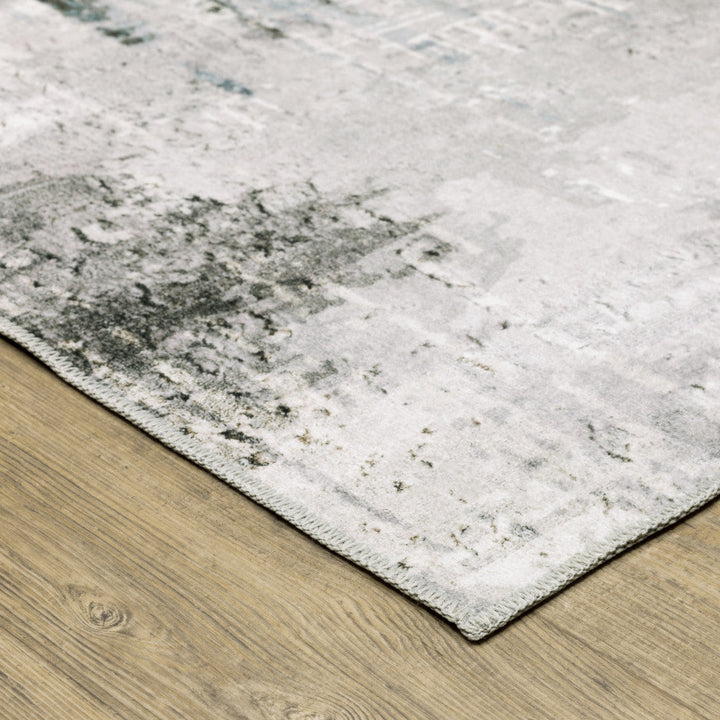 5 X 7 Gray And White Abstract Printed Stain Resistant Non Skid Area Rug Image 2