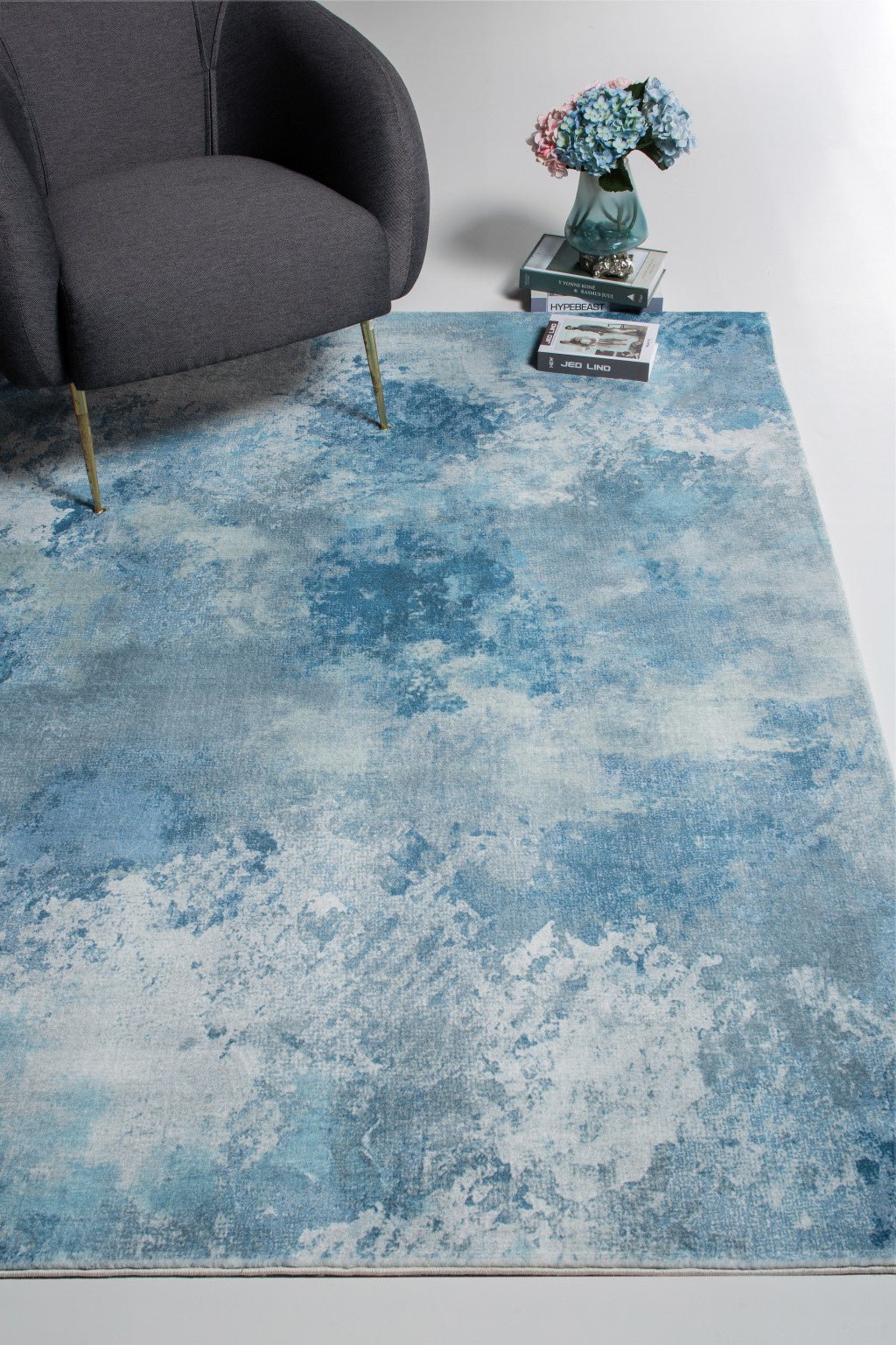 5 x 8 Blue Abstract Area Rug Image 5