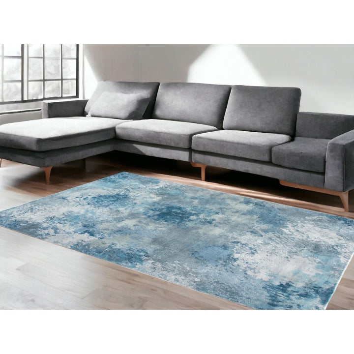 5 x 8 Blue Abstract Area Rug Image 6