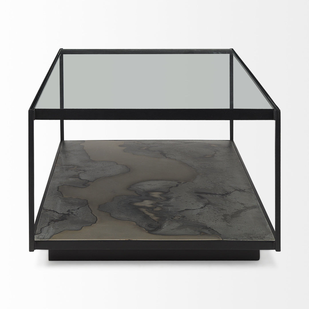 48" Clear And Black Glass Coffee Table With Shelf Image 3