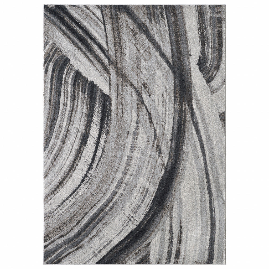 5 x 8 Gray and Ivory Abstract Area Rug Image 1