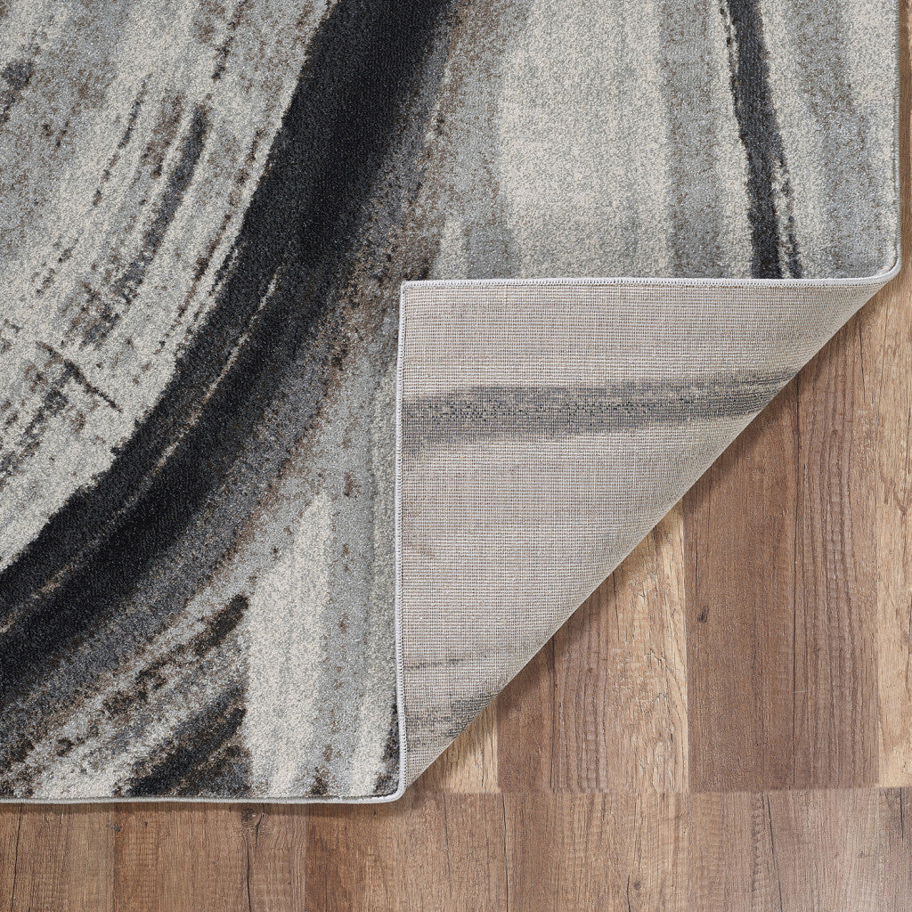 5 x 8 Gray and Ivory Abstract Area Rug Image 3