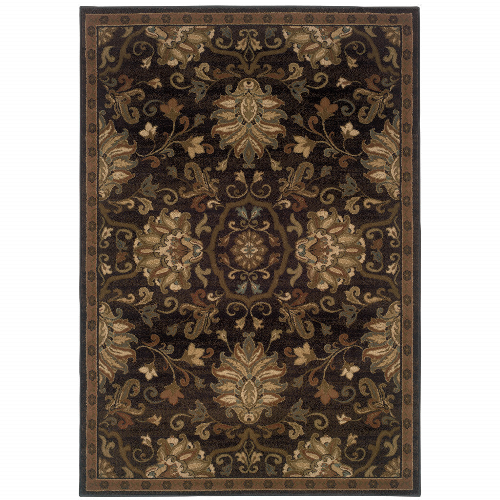 6 X 9 Brown Beige Blue And Red Oriental Power Loom Stain Resistant Area Rug Image 1