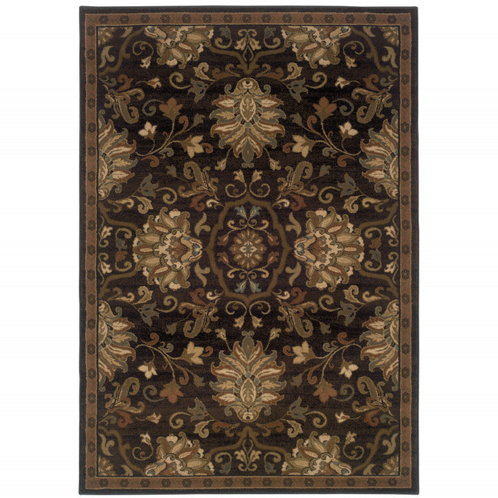 6 X 9 Brown Beige Blue And Red Oriental Power Loom Stain Resistant Area Rug Image 1