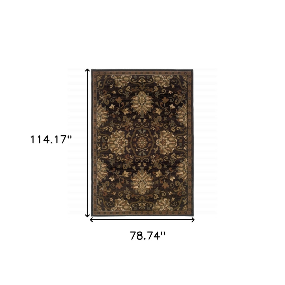 6 X 9 Brown Beige Blue And Red Oriental Power Loom Stain Resistant Area Rug Image 5