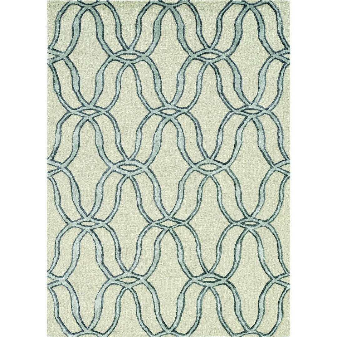 5X7 Silver Ivory Hand Tufted Vermicular Indoor Area Rug Image 5