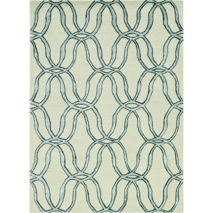 5X7 Silver Ivory Hand Tufted Vermicular Indoor Area Rug Image 5