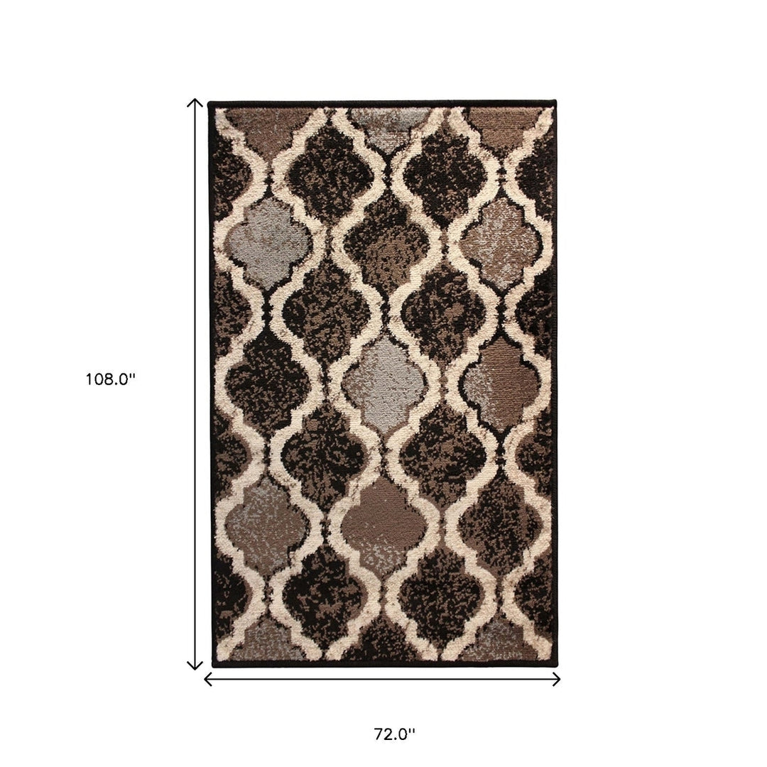 6 X 9 Chocolate Quatrefoil Power Loom Distressed Stain Resistant Area Rug Image 7