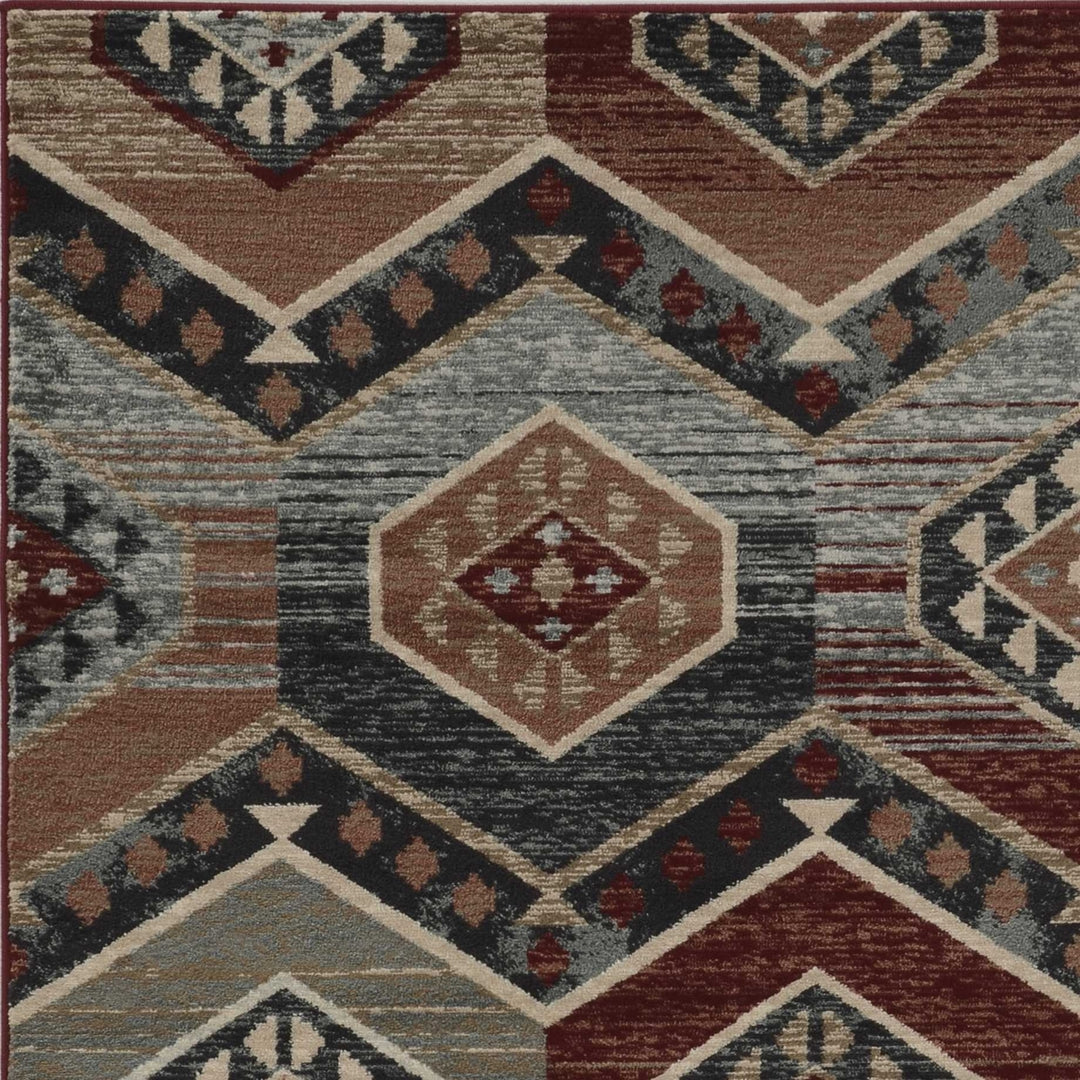 5 X 8 Red Aztec Diamond Area Rug Image 4