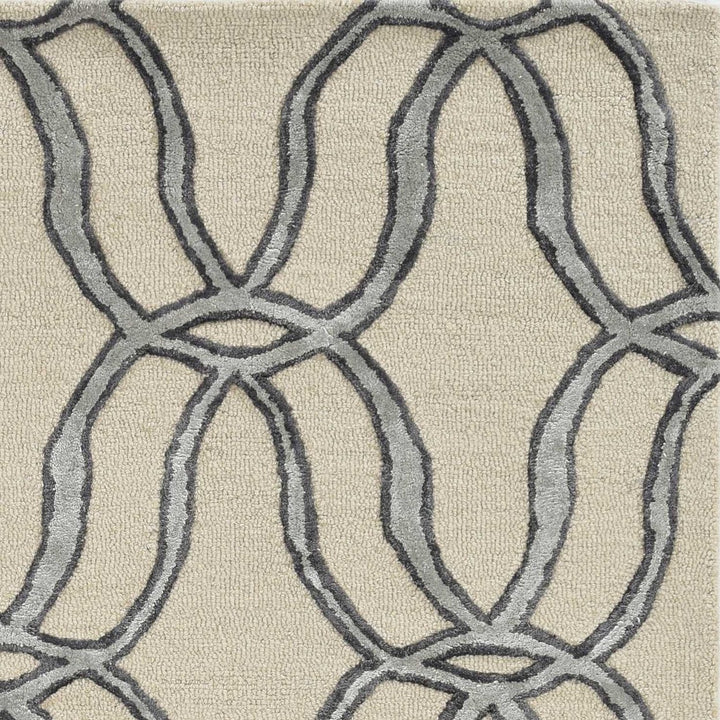 5X7 Silver Ivory Hand Tufted Vermicular Indoor Area Rug Image 1