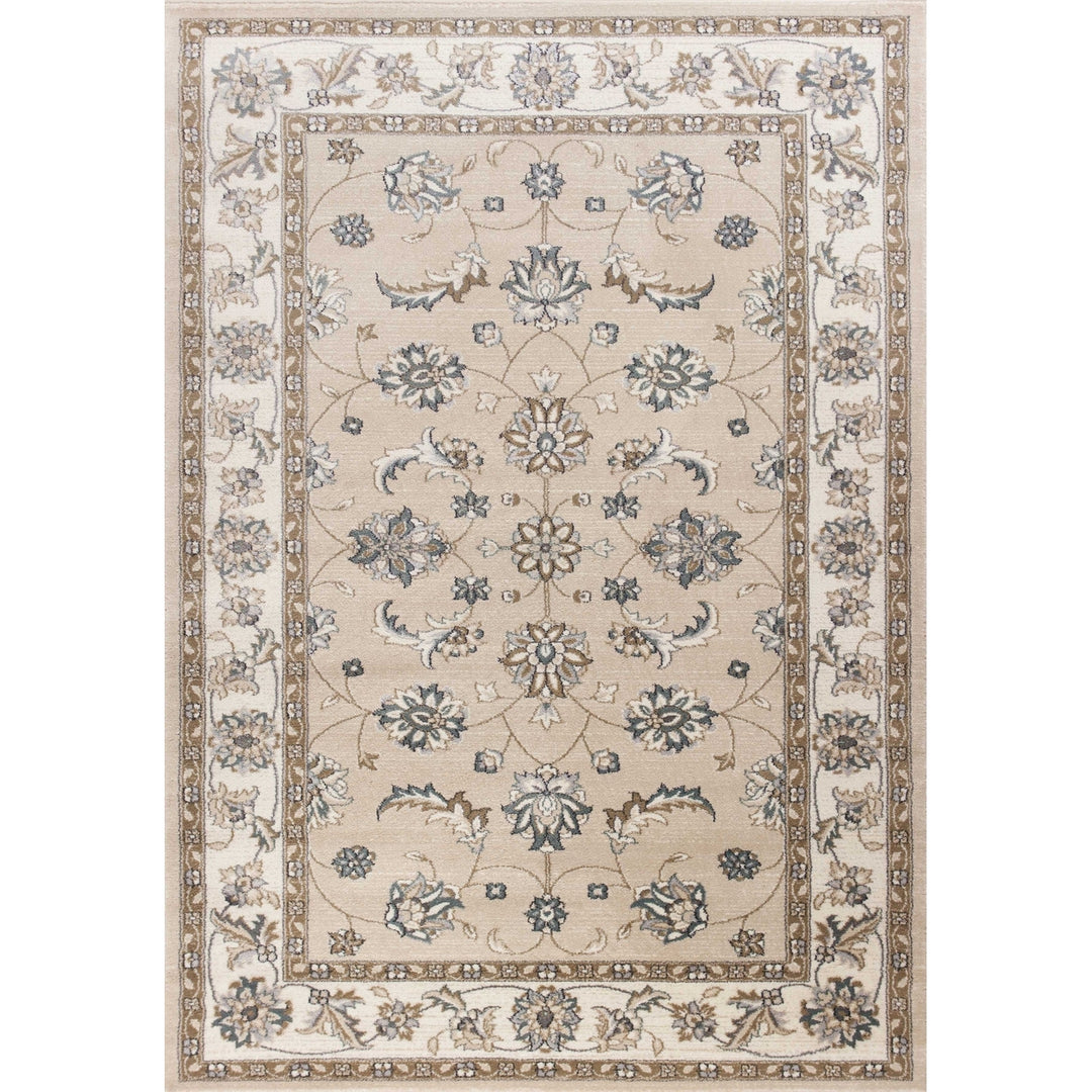 5X8 Beige Ivory Bordered Floral Indoor Area Rug Image 4