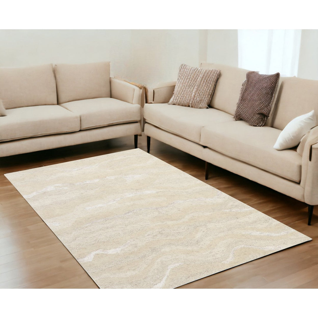 5X7 Ivory Hand Tufted Abstract Indoor Area Rug Image 6