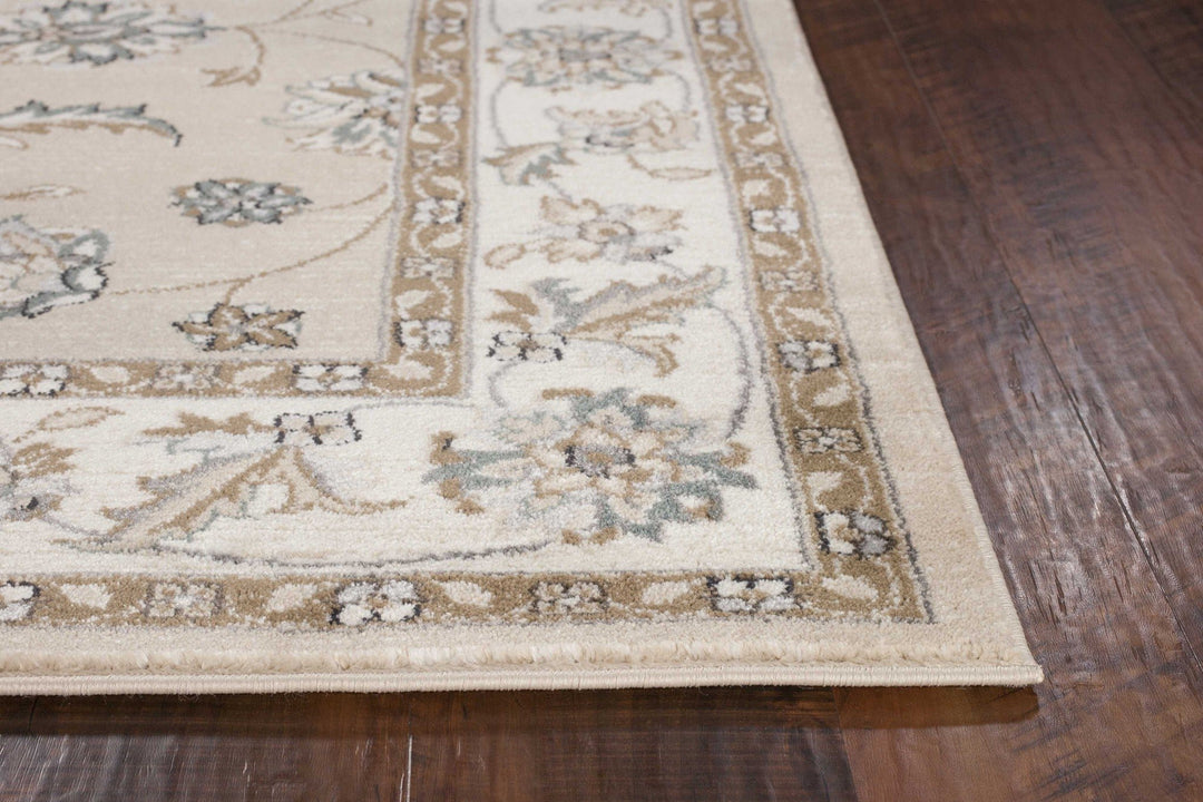 5X8 Beige Ivory Bordered Floral Indoor Area Rug Image 7