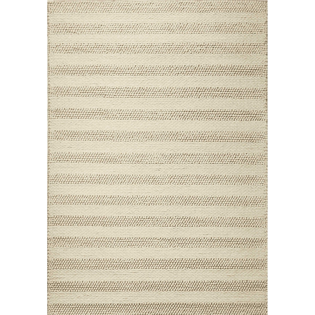 5X7 White Ivory Hand Woven Knobby Cornish Stripe Indoor Area Rug Image 4