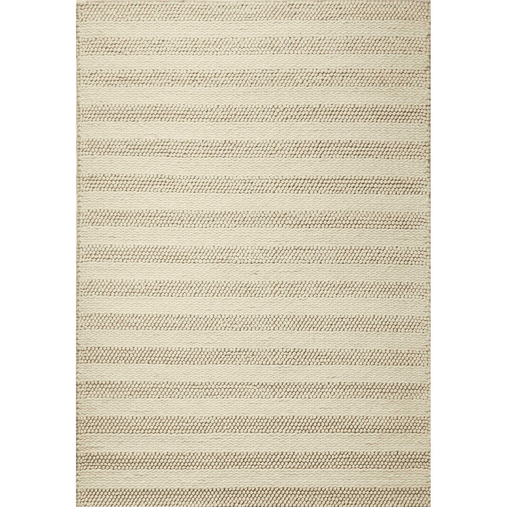 5X7 White Ivory Hand Woven Knobby Cornish Stripe Indoor Area Rug Image 4