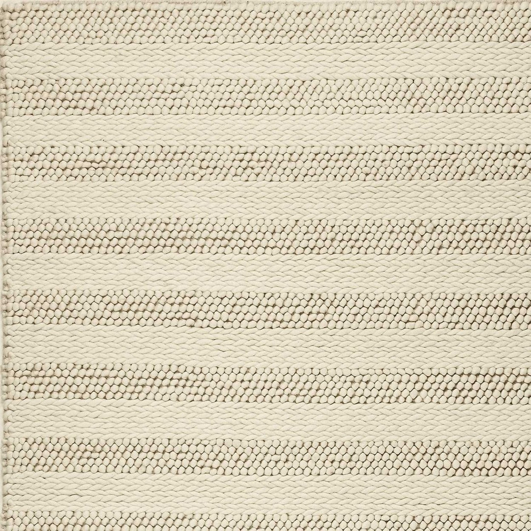 5X7 White Ivory Hand Woven Knobby Cornish Stripe Indoor Area Rug Image 6