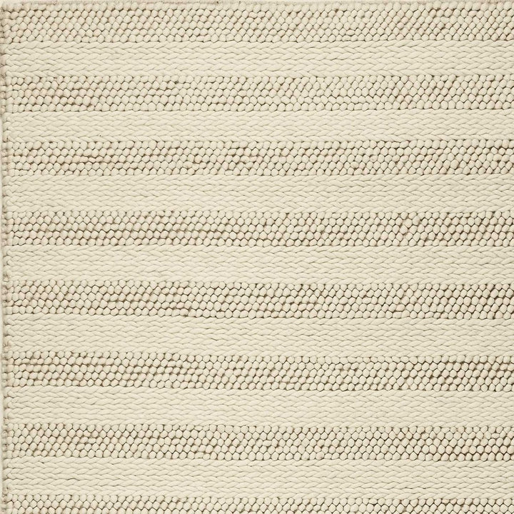 5X7 White Ivory Hand Woven Knobby Cornish Stripe Indoor Area Rug Image 6