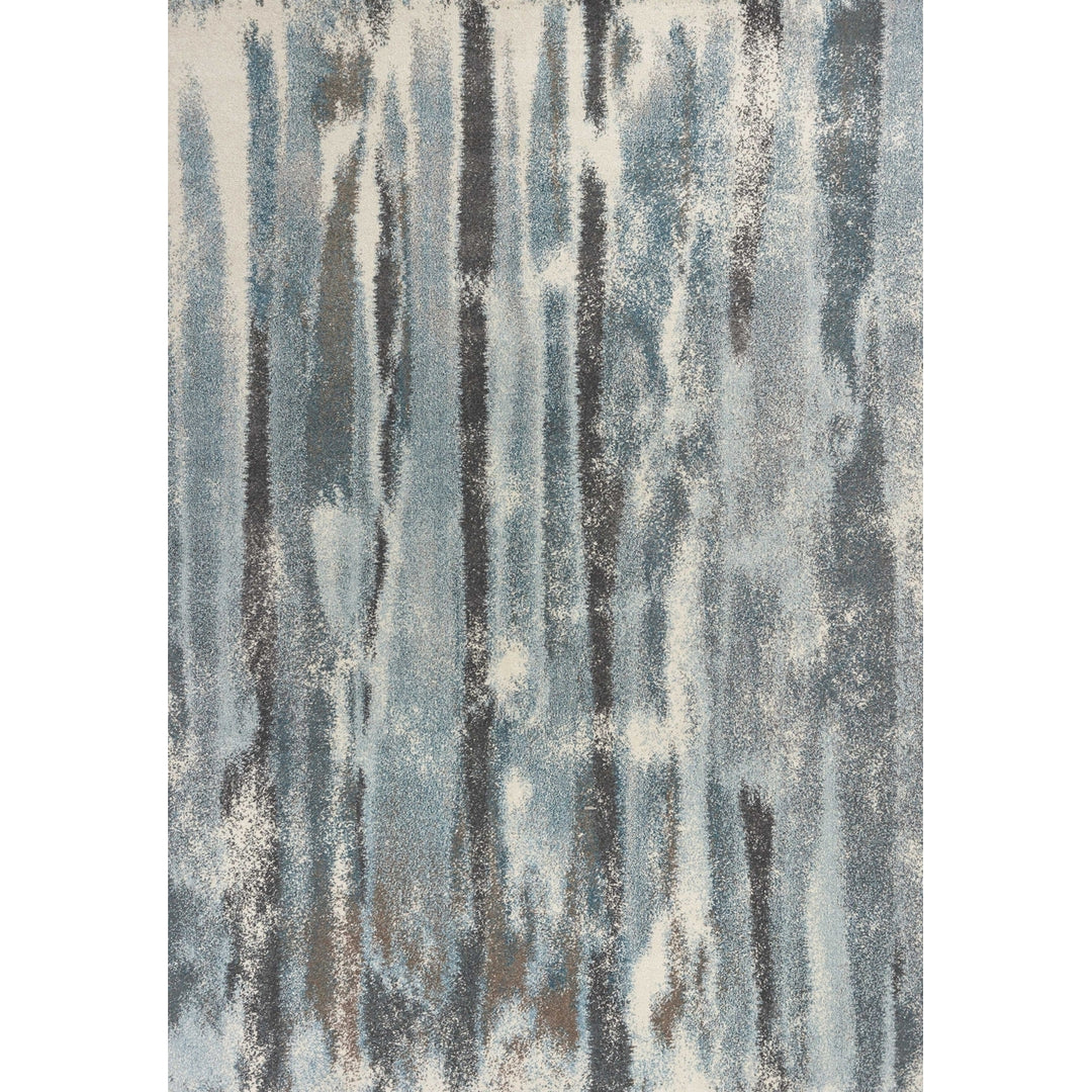 5 X 8 Teal Abstract Brushstrokes Indoor Area Rug Image 2