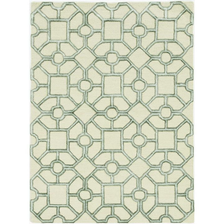 5X7 Beige Hand Tufted Geometric Indoor Area Rug Image 3