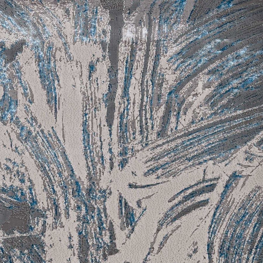 5 X 8 Silver Or Blue Abstract Brushstrokes Indoor Area Rug Image 1