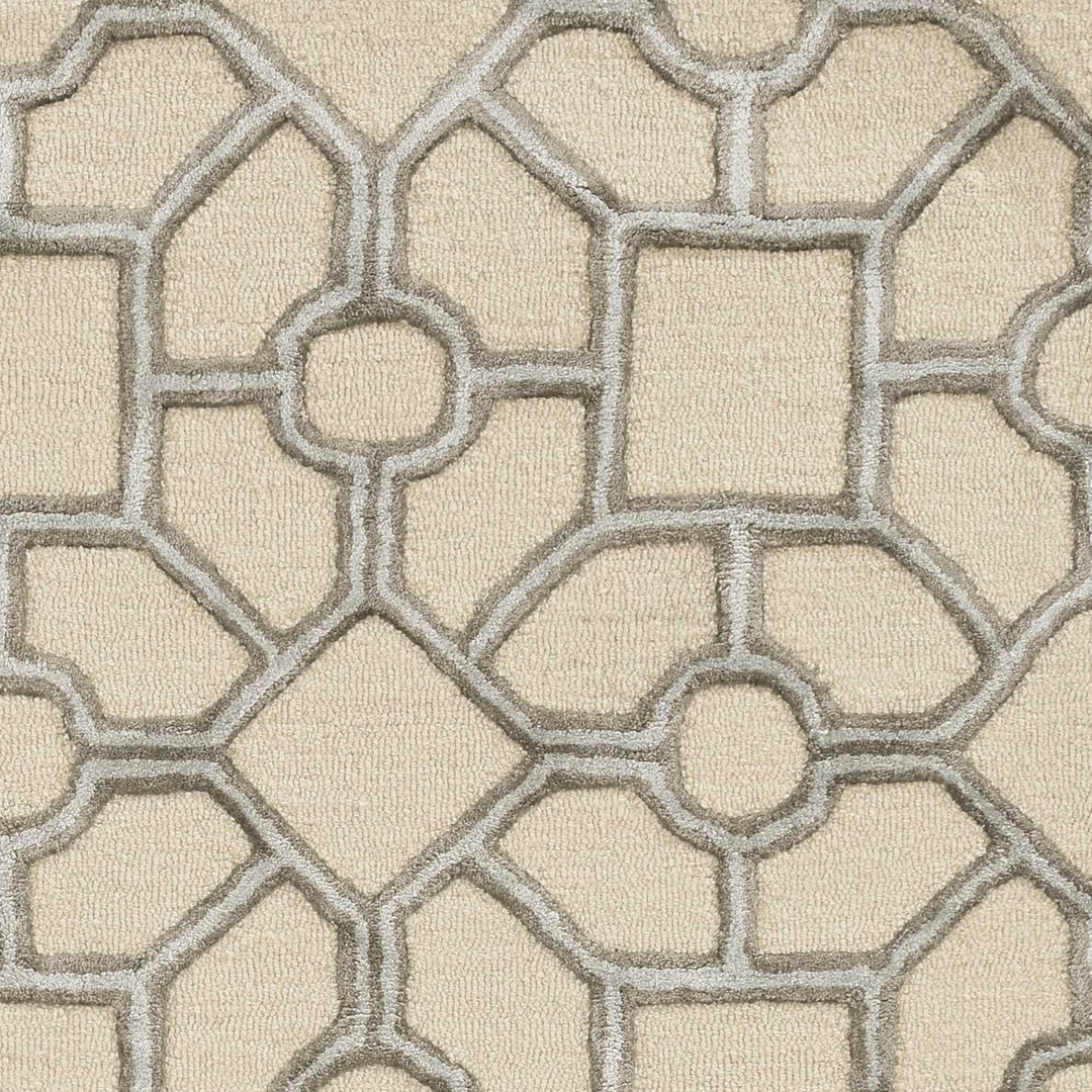 5X7 Beige Hand Tufted Geometric Indoor Area Rug Image 1