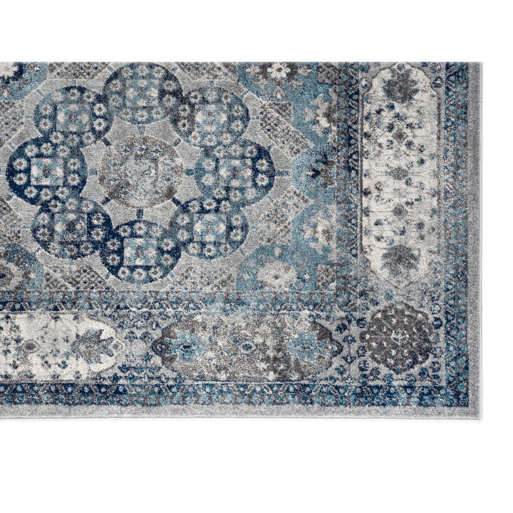 5 x 7 Gray Medallion Power Loom Area Rug Image 6