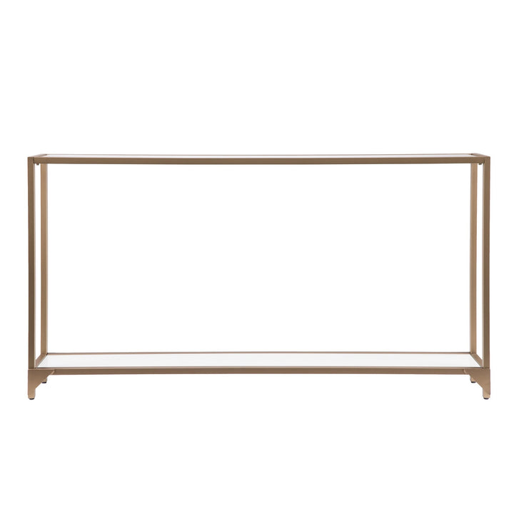 56" Clear and Gold Glass Floor Shelf Console Table With Storage Image 5