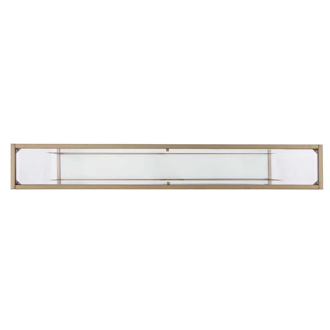 56" Clear and Gold Glass Floor Shelf Console Table With Storage Image 7