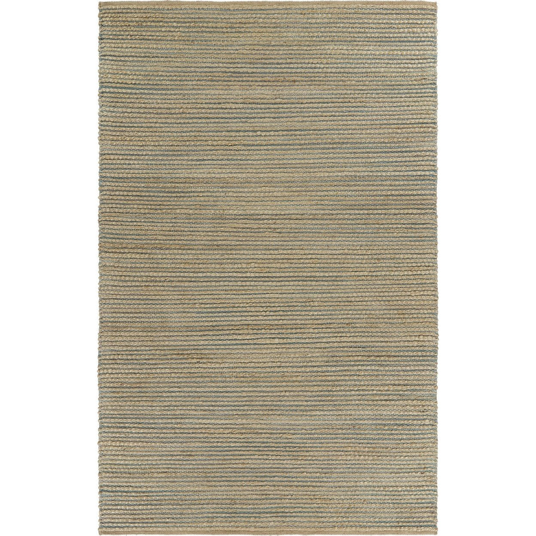 5 x 8 Tan and Blue Undertone Striated Area Rug Image 1