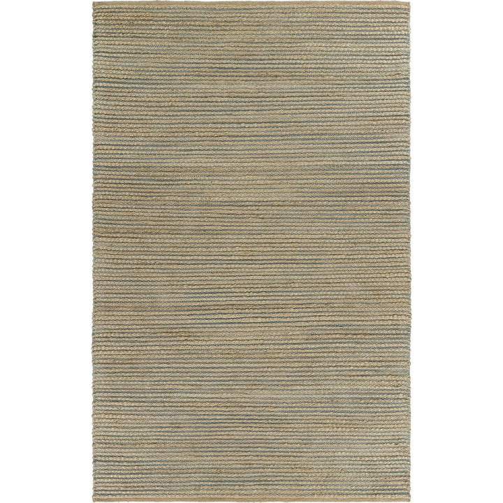 5 x 8 Tan and Blue Undertone Striated Area Rug Image 1