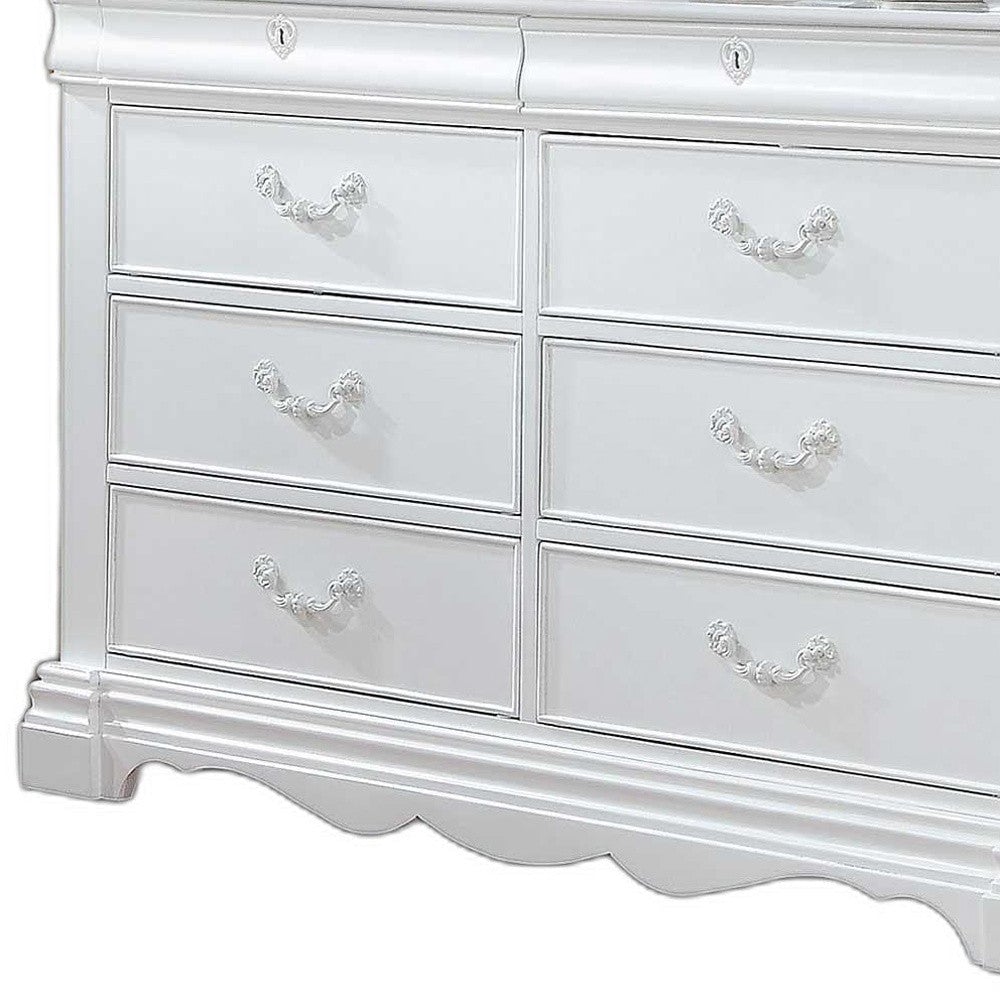 56" White Solid Wood Eight Drawer Double Dresser Image 5