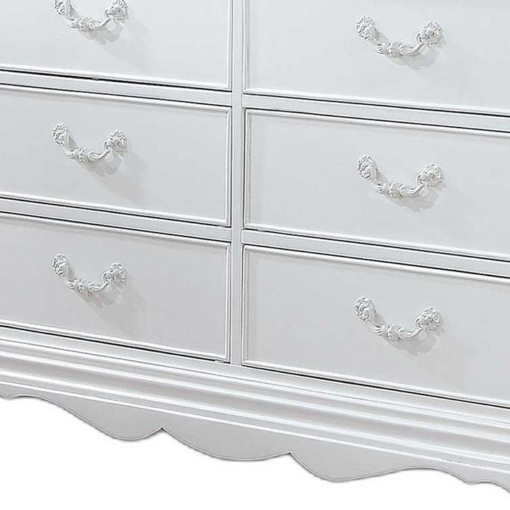 56" White Solid Wood Eight Drawer Double Dresser Image 6