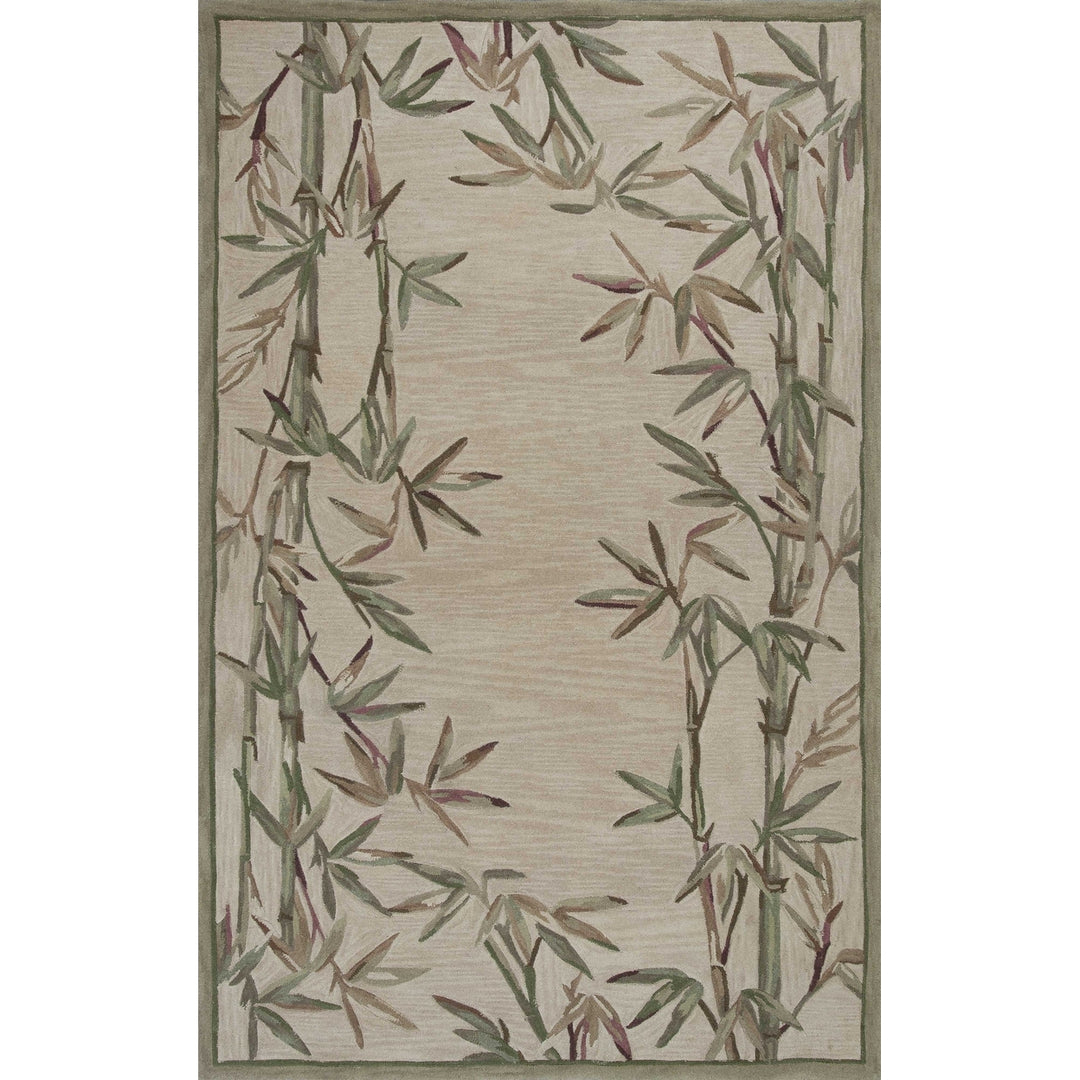 5X8 Ivory Hand Tufted Bordered Bamboo Indoor Area Rug Image 8