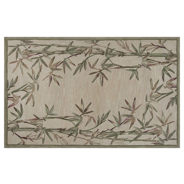 5X8 Ivory Hand Tufted Bordered Bamboo Indoor Area Rug Image 10