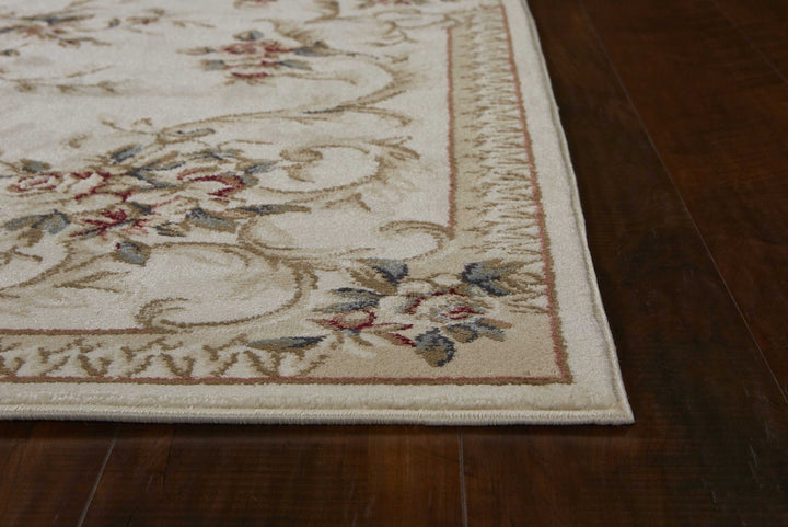 5X8 Ivory Bordered Floral Indoor Area Rug Image 4