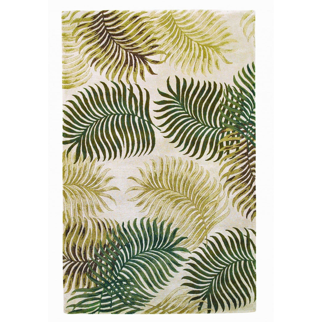 5X8 Natural Beige Hand Tufted Tropical Leaves Indoor Area Rug Image 11